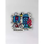 Bozcaada Polyester Kabartmalı Magnet 7X6,5 Cm Şehir Magneti Dekoratif Hediyelik Buzdolabı Süsü (Kod:1254)