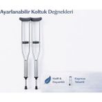 Bozkar Medikal Alüminyum Ayarlanabilir Koltuk Değneği – 1 Çift - Gri