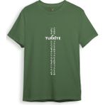 Bozkurt Göktürk Alfabesi Türkiye Sembolleri Yazısı ve Ay Yıldız ve Hilal Baskılı Regular Fit T-Shirt - 3XL - Haki