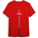 Bozkurt Göktürk Alfabesi Türkiye Sembolleri Yazısı ve Ay Yıldız ve Hilal Baskılı Regular Fit T-Shirt - Kırmızı