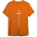 Bozkurt Göktürk Alfabesi Türkiye Sembolleri Yazısı ve Ay Yıldız ve Hilal Baskılı Regular Fit T-Shirt - Turuncu