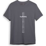 Bozkurt Göktürk Alfabesi Türkiye Sembolleri Yazısı ve Ay Yıldız ve Hilal Baskılı Regular Fit T-Shirt - XL - Antrasit