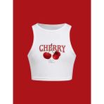 Bozz Collection Kadın Have A Nice Weekend Cherry Kolsuz Halter Yaka Crop Atlet - Beyaz - S - M