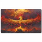 bozzhen TCG Playmat Masa Oyun Oyun Ticaret Kartı Masa Üstü Ped MTG Oyunlar için Pürüzsüz Kumaş Yüzey Dikişli Kenarlı Kauçuk Taban Orijinal Sanat Tasarımları 24X14 inç - Magic Phoenix