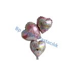 Bp Bizden Pastacılık 3 LÜ KALP BRİDE TO BE FOLYO BALON çok renkli