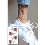 BP Tattoo Gül Kurusu Minimal Tattoo 4'lü Çiçek Dövmesi