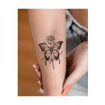 BP Tattoo Gül Ve Kelebek Dövmesi Geçici Dövme