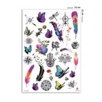 BP Tattoo Unisex Çok Desenli Renkli Karışık Geçici Dövme
