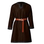 BPURB Erkek Orta Çağ Şövalyesi Tunik Viking Savaşçı Uzun Kollu Gömlekler Kemerli Korsan LARP Cosplay Kostümü, Kahverengi, M