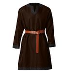 BPURB Erkek Orta Çağ Şövalyesi Tunik Viking Savaşçı Uzun Kollu Gömlekler Kemerli Korsan LARP Cosplay Kostümü, Kahverengi, XL