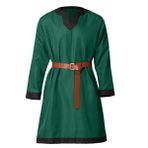 BPURB Erkek Orta Çağ Şövalyesi Tunik Viking Savaşçı Uzun Kollu Gömlekler Kemerli Korsan LARP Cosplay Kostümü, Yeşil., L
