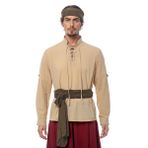 BPURB Erkekler korsan Viking gömlek ortaçağ Kelt kostüm rönesans Steampunk gotik uzun kollu Lace up gömlek cadılar bayramı Hobbit kostüm gömlek üst, haki, XL