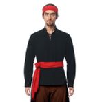BPURB Erkekler korsan Viking gömlek ortaçağ Kelt kostüm rönesans Steampunk gotik uzun kollu Lace up gömlek cadılar bayramı Hobbit kostüm gömlek üst, siyah, 3XL