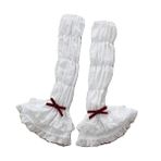 BPURB Kadın pamuk kol kol kol elbise gömlek dantel katmanlı Ruffled uzun parmaksız eldiven kol ısıtıcıları cadılar bayramı kostüm, Beyaz/Şarap kırmızısı, One Size