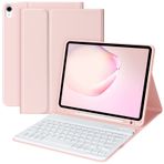 BQSS iPad Air 11 inç (M2) 2024 için Klavye Kılıfı iPad Air 5. Nesil 10.9" 2022 için Klavye Kılıfı Air 4. Nesil 10.9 inç 2020/ Pro 11 inç 2018 Kalem Tutucu Pembe