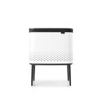 Brabantia - Bo Laundry Bin 60 l - Şık Çamaşır Kutusu - Çabuk Damla Açılan Kapak - Çıkarılabilir Pamuk Torba - Taşınabilir ve Hijyenik - Yatak Odası ve Banyo Aksesuarları - Beyaz