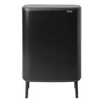 Brabantia BO Touch Bin HI – 1 x 60 l iç kova (mat siyah), çıkarılabilir bölmeli çöp/geri dönüşüm mutfak kovası + ücretsiz çöp torbası