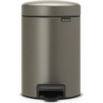Brabantia BRB-8710755113246-NEWICON Pedallı Çöp Kutusu, 3 Litre, Plastik Kova - Platinum - Gri