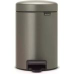 Brabantia Newicon Pedallı çöp kutusu, 3 litre, plastik kova - Platinum