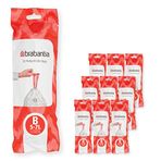 Brabantia PerfectFit 100314 çöp torbası, çoklu paket (boyut G/5 litre), çekme bantlı kalın plastik çöp torbası, kulplar, 200 adet, beyaz