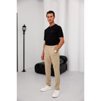BRACCAS Erkek Bej Slim Fit Lastikli Bel Esnek Kumaş Dar Kesim Jogger Pantolon
