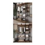 Brady Mobilya Alkor 180x120x30 Metal Masif Ahşap Desenli Yonga Levha Açık Giyinme Dolap Portmanto Raf