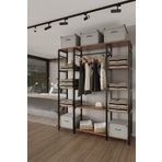 Brady Mobilya Majorka 180x150x35 Siyah Metal Ahşap Desenli Yonga Levha Açık Giyinme Dolap Portmanto Elbise Askılık