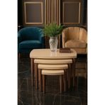 brahimigold Modern Tasarımlı MDF 4’lü Krem Zigon Sehpa Takımı – Ahşap Ayaklı, Dayanıklı Salon Yan Sehpa