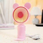 Brainxx Şarjlı Işıklı Masa ve El Fanı Taşınabilir USB Şarj Edilebilir Mini Fan - Pembe