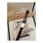 Brality Vintage Minimal Acı Kahverengi Renk Kordon - Kadın Kol Saati Yeni Moda, Gold Renk Kasa - SU YOLU BİLEKLİKLİ