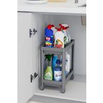 BRAMBLE LIFE 2 Katlı Tekerlekli Düzenleyici Raf, Banyo Dolabı, Mutfak Tezgah ve Evye Altı, Gri