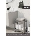 BRAMBLE LIFE Gri 2 Katlı Tekerlekli Banyo Düzenleyici Raf Sistemi