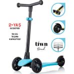 Brand 3 Tekerlekli Çocuk Scooter – Ayarlanabilir Gidonlu, 2 Yaş ve Üzeri – 50 kg Taşıma Kapasiteli, Güvenli ve Hafif Tasarım - Mavi
