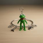 Brand House Çok Renkli 3D Kermit Kurbağa Flexi Anahtarlık Charm Hareketli Çanta Süsü Hediyelik