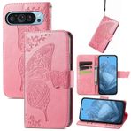 BRAND SET Cüzdanlı Pixel 9 Kılıf, PU Deri Kılıf ve Stand Fonksiyonu, Yastık Korumalı Pixel 9 Kılıf, Sismik ve Düşmeyi Önleme, Google Pixel 9 Kılıf 3D Zarif Kelebek Baskılı - Pembe.