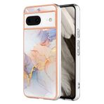 BRAND SET Google Pixel 8 için Telefon Kılıfı Kaplama Mozaik Kapak Ultra İnce Silikon Yumuşak Kılıf Her Şey Dahil Kaymaz ve Darbeye Dayanıklı Koruyucu Kapak Google Pixel 8-Mermer Beyaz