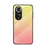 BRAND SET Honor 50 Pro Koruyucu Kılıf Gradyan Tasarım Ultra İnce Temperli Cam Arka Kapak Kapak Çizilmeye Dayanıklı Yumuşak TPU Silikon Çarpma Kılıfı Darbeye Dayanıklı - Sarı