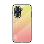 BRAND SET Honor 60 Koruyucu Kılıf Gradyan Tasarım Ultra İnce Temperli Cam Arka Kapak Kapak Çizilmeye Dayanıklı Yumuşak TPU Silikon Çarpma Kılıfı Darbeye Dayanıklı - Sarı
