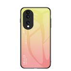 BRAND SET Honor 70 Pro 5G Koruyucu Kılıf Gradyan Tasarım Ultra İnce Temperli Cam Arka Kapak Kapak Çizilmeye Dayanıklı Yumuşak TPU Silikon Çarpma Kılıfı Darbeye Dayanıklı - Sarı