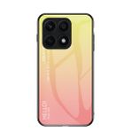 BRAND SET Honor X8 5G için Koruyucu Kılıf Gradyan Tasarım Ultra İnce Temperli Cam Arka Kapak Sert Kapak Çizilmeye Dayanıklı Yumuşak TPU Silikon Çarpma Kılıfı Darbeye Dayanıklı-Sarı