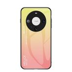 BRAND SET Huawei Mate 60 Pro için Koruyucu Kılıf Gradyan Tasarım Ultra İnce Temperli Cam Arka Kapak Sert Kapak Çizilmeye Dayanıklı Yumuşak TPU Silikon Çarpma Kılıfı Darbeye Dayanıklı - Sarı