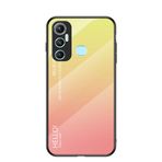 BRAND SET Infinix Hot 11 Koruyucu Kılıf Gradyan Tasarım Ultra İnce Temperli Cam Arka Kapak Kapak Çizilmeye Dayanıklı Yumuşak TPU Silikon Çarpma Kılıfı Darbeye Dayanıklı - Sarı