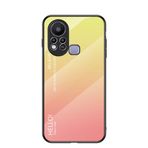 BRAND SET Infinix Hot 11s Koruyucu Kılıf Gradyan Tasarım Ultra İnce Temperli Cam Arka Kapak Kapak Çizilmeye Dayanıklı Yumuşak TPU Silikon Çarpma Kılıfı Darbeye Dayanıklı - Sarı
