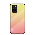 BRAND SET Infinix Note 10 Pro Koruyucu Kılıf Gradyan Tasarım Ultra İnce Temperli Cam Arka Kapak Kapak Çizilmeye Dayanıklı Yumuşak TPU Silikon Çarpma Kılıfı Darbeye Dayanıklı - Sarı