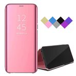 BRAND SET OnePlus Nord 2 5G için Kılıf Kaplama Akıllı Ayna Kılıf Kabuk Otomatik Uyku/Uyanma İşlevli Kapaklı Kılıf Her Şey Dahil Cep Telefonu Kılıfı OnePlus Nord 2 5G için Uygundur Pembe Altın