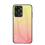 BRAND SET OnePlus Nord 2T 5G için Koruyucu Kılıf Gradyan Tasarım Ultra İnce Temperli Cam Arka Kapak Sert Kapak Çizilmeye Dayanıklı Yumuşak TPU Silikon Çarpma Kılıfı Darbeye Dayanıklı - Sarı