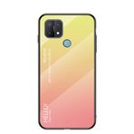 BRAND SET OPPO A15 Koruyucu Kılıf Gradyan Tasarım Ultra İnce Temperli Cam Arka Kapak Sert Kapak Çizilmeye Dayanıklı Yumuşak TPU Silikon Çarpma Kılıfı Darbeye Dayanıklı OPPO A15 için Uygun-Sarı