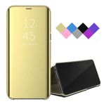 BRAND SET Samsung Galaxy A32 5G için Kılıf Kaplama Akıllı Ayna Kılıf Kabuk Otomatik Uyku/Uyanma İşlevli Kapaklı Kılıf Her Şey Dahil Cep Telefonu Kılıfı Samsung Galaxy A32 5G için Uygun - Altın