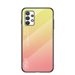 BRAND SET Samsung Galaxy A33 5G için Koruyucu Kılıf Gradyan Tasarım Ultra İnce Temperli Cam Arka Kapak Kapak Çizilmeye Dayanıklı Yumuşak TPU Silikon Çarpma Kılıfı Darbeye Dayanıklı - Sarı