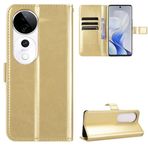 BRAND SET vivo S19 Pro Koruma Kılıfı Cüzdan Deri Kapaklı Kılıf Güvenli Bakır Tokalı Kapatma Kilidi ve Braket İşlevli vivo S19 Pro için (Altın)